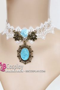 Vòng Cổ Lolita Ren Mặt Đá Xanh Sky Jasmine