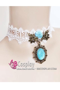 Vòng Cổ Lolita Ren Mặt Đá Xanh Sky Jasmine