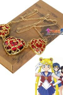 Dây Chuyền Mặt Trái Tim Thủy Thủ Mặt Trăng (Đỏ)