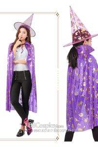 Bộ Áo Choàng Và Nón Phù Thuỷ Màu Tím