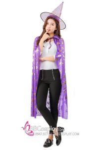 Bộ Áo Choàng Và Nón Phù Thuỷ Màu Tím