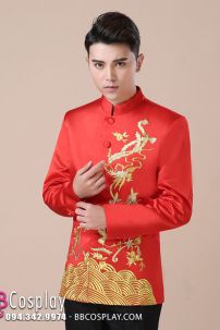 Áo Khỏa Nam Đỏ Thêu Phụng