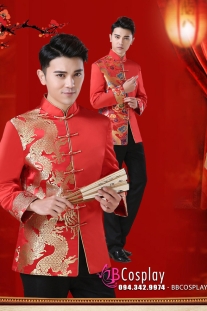 Áo Khỏa Nam Đỏ Thêu Phụng