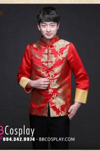 Áo Khỏa Nam Phối Gấm Vàng Rồng