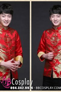 Áo Khỏa Nam Phối Gấm Vàng Rồng