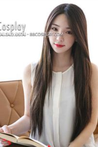 Tóc Giả Chẻ Ngôi Giữa Nâu Hạc Dẻ 70Cm