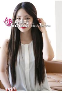 Tóc Giả Chẻ Ngôi Giữa Nâu Hạc Dẻ 70Cm