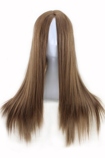 Tóc Giả Chẻ Ngôi Giữa Nâu Hạc Dẻ 70Cm