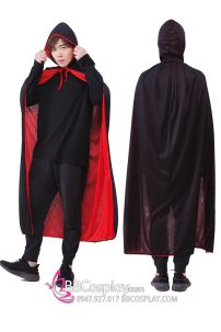 Choàng Halloween Dracula Có Nón Hai Mặt Đỏ Đen