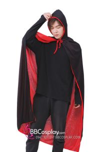 Choàng Halloween Dracula Có Nón Hai Mặt Đỏ Đen