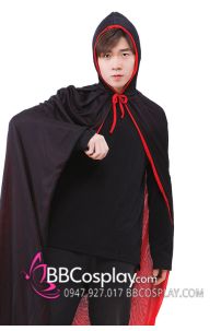 Choàng Halloween Dracula Có Nón Hai Mặt Đỏ Đen