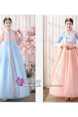 Hanbok Hàn Quốc Áo Xanh Váy Carot