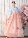 Hanbok Hàn Quốc Áo Xanh Váy Cam Đào