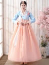 Hanbok Hàn Quốc Áo Xanh Váy Cam Đào