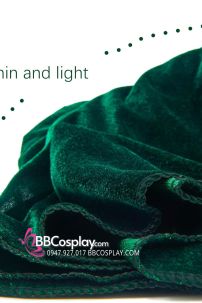 Áo Choàng Phù Thuỷ Xanh Lá Nhung Có Nón Dài