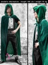 Áo Choàng Phù Thuỷ Xanh Lá Nhung Có Nón Dài