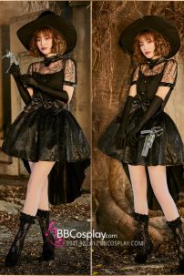 Đầm Phù Thủy Halloween Phong Cách Châu Âu