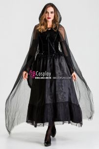 Đầm Phù Thủy Bóng Tối Choàng Voan Đen