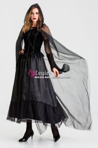Đầm Phù Thủy Bóng Tối Choàng Voan Đen
