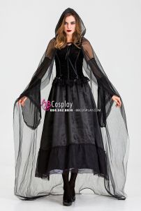 Đầm Phù Thủy Bóng Tối Choàng Voan Đen