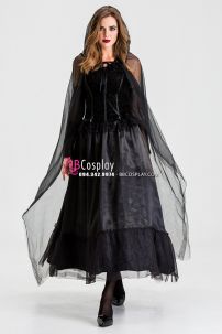 Đầm Phù Thủy Bóng Tối Choàng Voan Đen