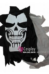 Trang Phục Thần Chết Grim Reaper Đen Chùm Đầu Xám In Sọ 2020