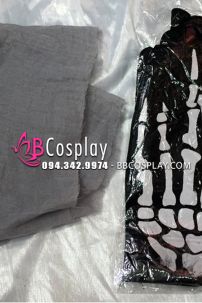 Trang Phục Thần Chết Grim Reaper Đen Chùm Đầu Xám In Sọ 2020