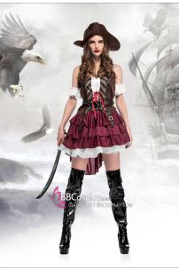 Trang Phục Nữ Cướp Biển Sọc Nâu Tone Nâu