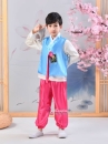 Hanbok Hàn Quốc Cho Bé Áo Xanh Quàn Hồng