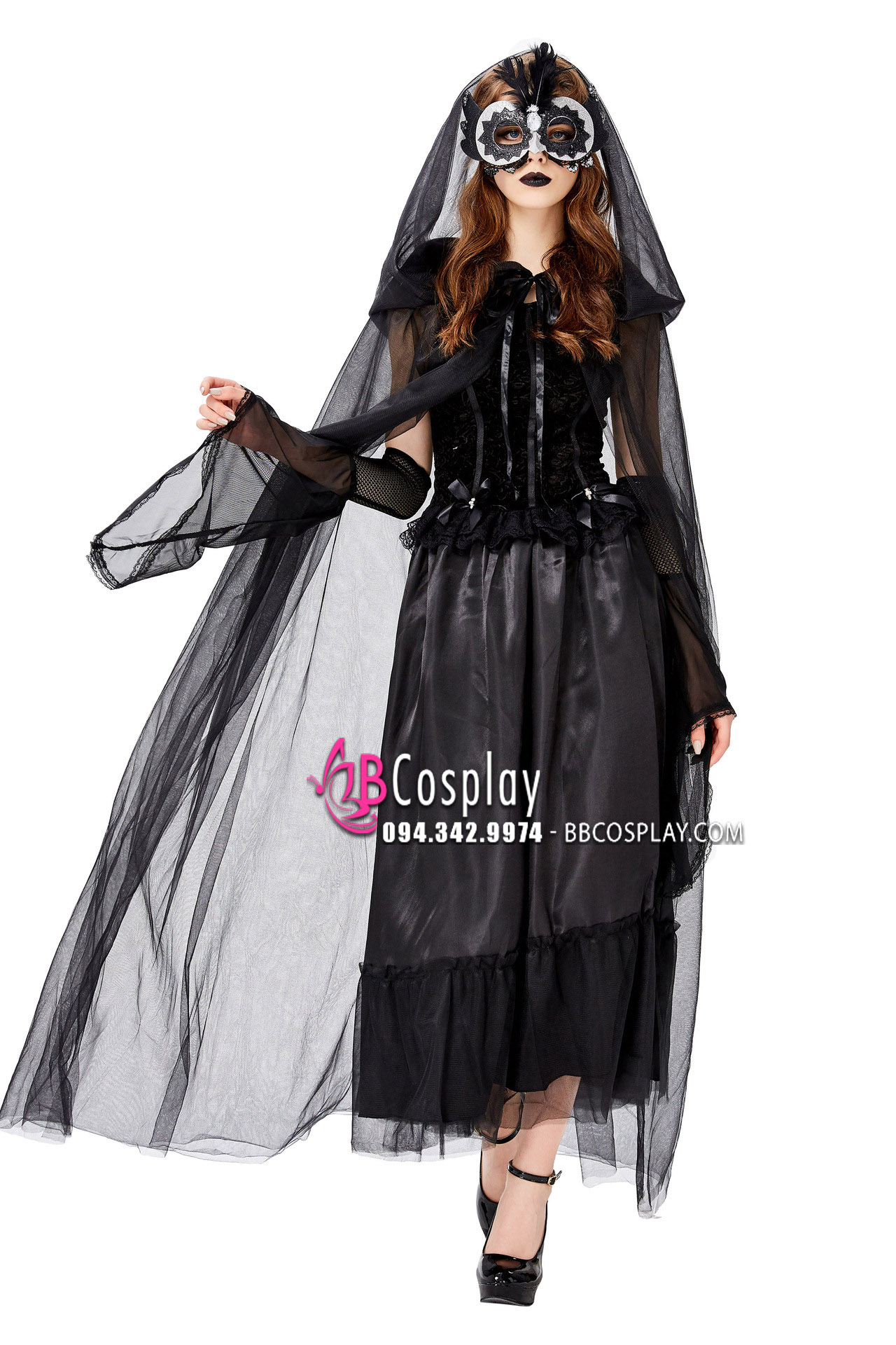 Đầm Cô Dâu Đen Kiểu Gothic