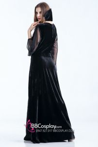 Đầm Đen Halloween Có Hình Sọ Oan Hồn Huyền Ảo