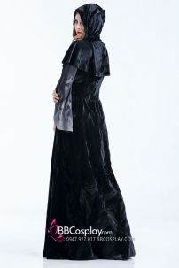 Đầm Đen Halloween Có Hình Sọ Oan Hồn Huyền Ảo