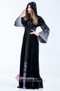 Đầm Đen Halloween Có Hình Sọ Oan Hồn Huyền Ảo