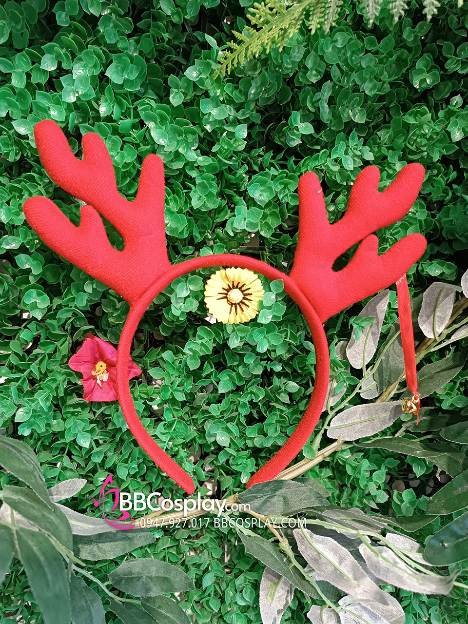 Cái Tóc Noel Sừng Nai Màu Đỏ Có Chuông Rung Rinh Lúc Lắc