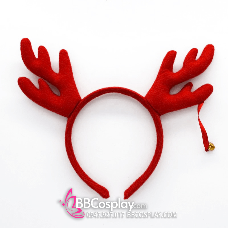 Cái Tóc Noel Sừng Nai Màu Đỏ Có Chuông Rung Rinh Lúc Lắc