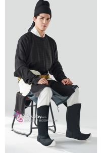 Giày Cổ Trang Đen Mũi Cong