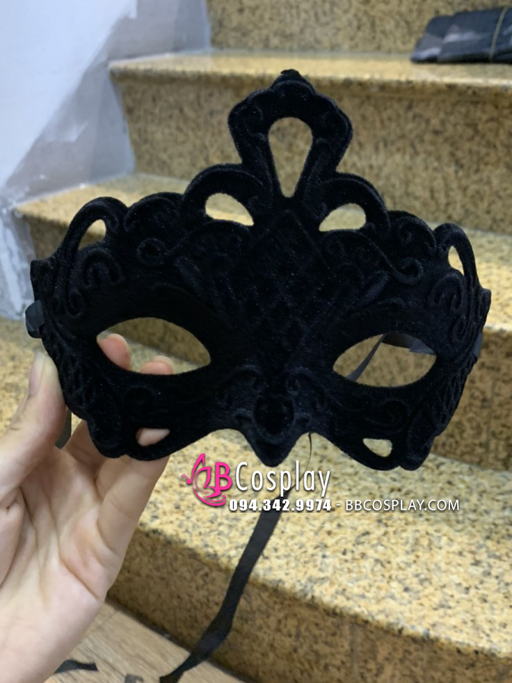 Mặt Nạ Bí Ẩn Cho Halloween Đen Nhung