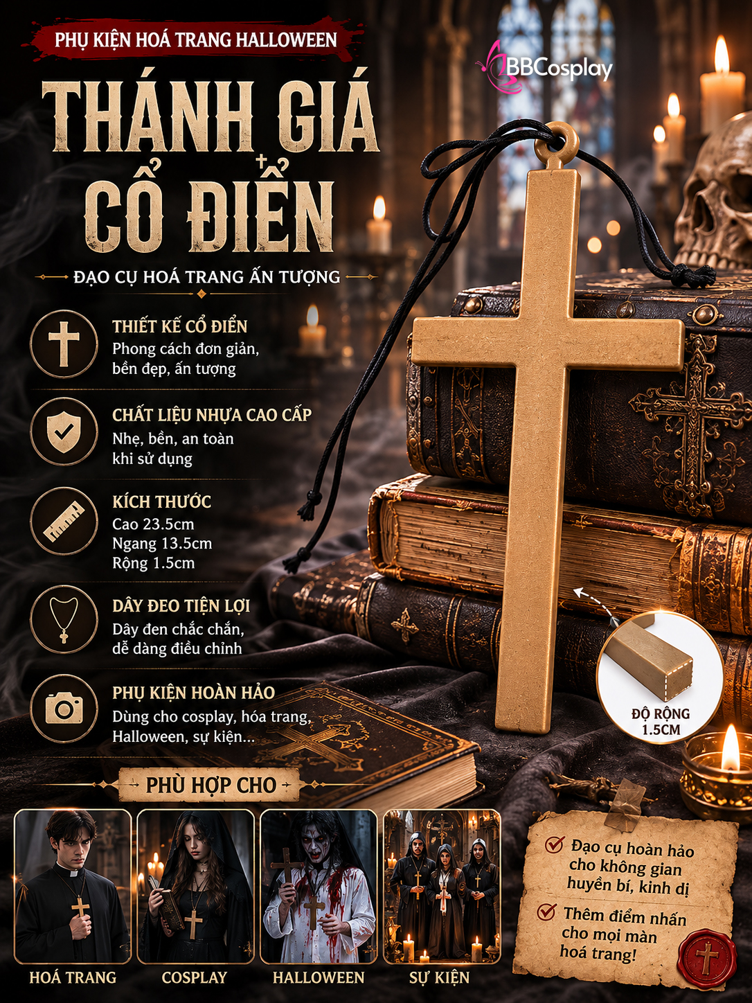 Phụ Kiện Dây Chuyền Thánh Giá - Nhựa