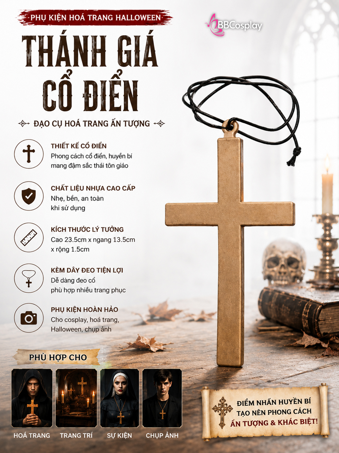 Phụ Kiện Dây Chuyền Thánh Giá - Nhựa