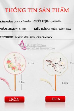 Quạt Tròn Thêu Bạch Thố