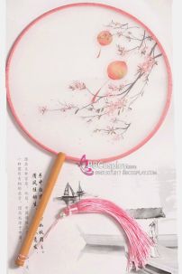Quạt Tròn Cổ Trang Quạt Mỹ Nhân Hoa Và Đèn