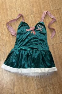 Váy Noel Sexy Xanh Lá Viền Trắng - Có Ảnh Thật