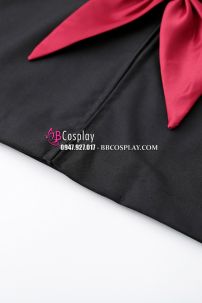 Seifuku Nữ Sinh Áo Đen Phối Viền Cổ Đỏ Tay Ngắn Váy Đen