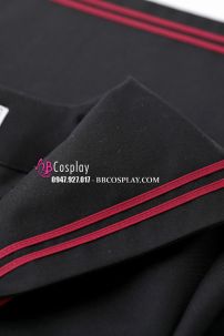 Seifuku Nữ Sinh Áo Đen Phối Viền Cổ Đỏ Tay Ngắn Váy Đen