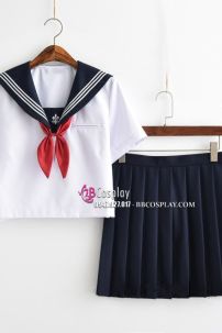 Nữ Sinh Áo Trắng Váy Xanh Cổ Thêu