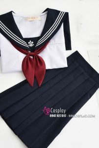 Nữ Sinh Áo Trắng Váy Xanh Cổ Thêu