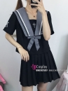 Bộ Váy Nữ Sinh Đen Cổ Xám
