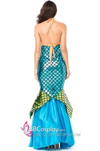 Trang Phục Nàng Tiên Cá Đại Dương Áo Cam Đuôi Xanh Dương