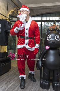 Trọn Bộ Ông Già Noel Vải Nhung Tặng Kèm Găng Tay Túi Quà