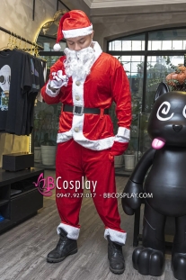 Trọn Bộ Ông Già Noel Vải Nhung Tặng Kèm Găng Tay Túi Quà